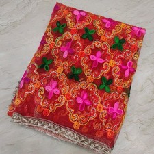 Antica sciarpa lunga Dupatta designer indiano ricamo a mano tessuto rete velo stola