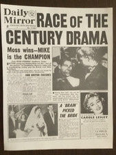 POSTER/PAGINA GIORNALE: 20 OTTOBRE 1958 STIRLING MOSS VINCE GARA DEL SECOLO