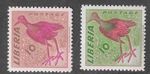 Liberia 1953 uccellino 10c - liberia,