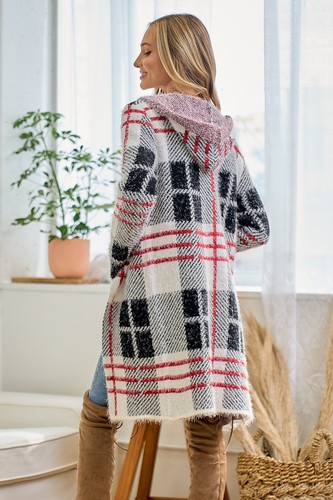 Cardigan coatigan rosso avorio - rosso,