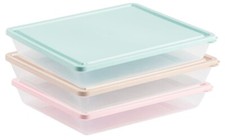 Vassoio con coperchio per salumi, da frigo 3 PZ Verde,Rosa,Tortora