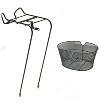 CESTINO IN FERRO ANTERIORE BICICLETTA CON PORTACESTO BICI Nero