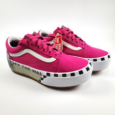 Scarpe VANS Old Skool logo impilato plateau cabaret rosa a scacchi donna 7,5