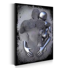 Quadro stampa su tela astratto figure 3D in metallo Love body canvas moderno