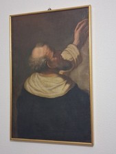 Dipinto antico, antique olio su tela, apostolo in preghiera epoca 700, rintelato