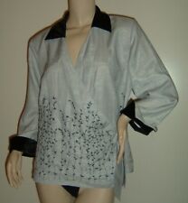 CAMICIA CAMICETTA DONNA GRIGIO COLLO VELLUTO A PORTAFOGLIO TAGLIA L TAGLIE FORTI