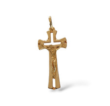 Ciondolo pendente croce con Cristo da uomo in oro giallo 18 kt