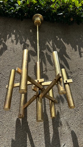 Lampadario ottone satinato