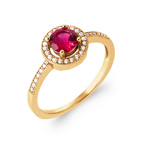 Anello solitario pietra rosso - pietra,
