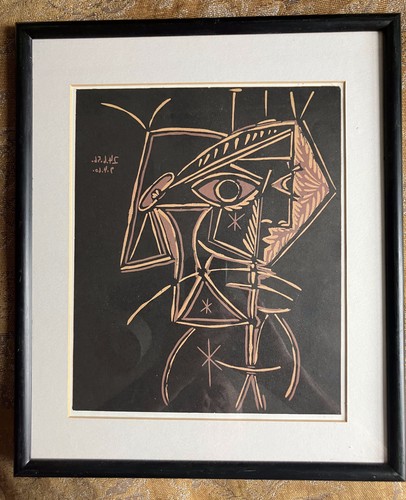 Pablo picasso linocut busto - pablo, picasso,