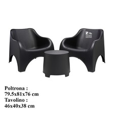 SALOTTO SALOTTINO DIVANETTI SET CLOUD ANTRACITE IN POLIPROLENE