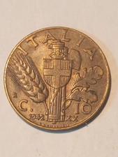 Regno d'Italia Vittorio Emanuele III 10 Centesimi Impero 2° Tipo 1942