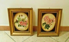 Quadri amatoriali con fiori , su legno .Cornice di pregio.33 cm x 26  x 2