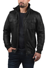 Giubbotto in pelle bomber nero