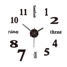 Orologio adesivo da parete Fai-da-Te,50CM Orologio da parete adesivo 3D (A2y)