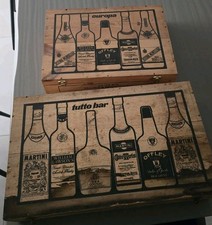 2x Box In Legno Per  Liquori Anni 80 Martini Rossi Torino