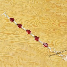 Bracciale regolabile fatto a mano in argento sterling 925 con pietre...