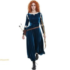 Costume donna principessa Merida cosplay vestito adulto lungo con faretra regali