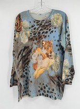 Maglione Angelo Marani stampa animalier lana floreale manica lunga taglia 44 US M