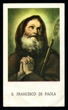 b1424 Santino antico cromo San Francesco di Paola AR senza numero carta opaca