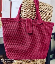 Borsa a spalla crochet uncinetto fatta a mano bordeaux foderata