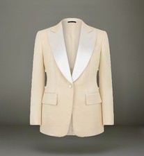 Blazer smoking TOM FORD lana viscosa e cotone IT54 avorio