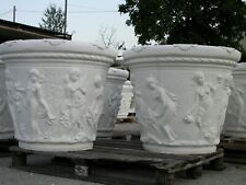 COPPIA DI VASI CALICE VASO FIORI DA GIARDINO PER ESTERNO IN CEMENTO MARMO PIETRA