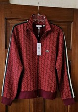 Giacca da pista Lacoste uomo rossa monogramma Parigi con zip nuova con etichetta 
