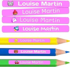 100 Etichette Adesive Personalizzate per Matite, Penne E Pennarelli. Adesivi Sco