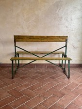 Panca militare vintage doppia faccia — Ferro, ghisa e legno