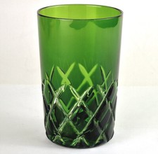 Bicchiere da Shottini Tagliati a Mano Vetro Cammeo Smaragd-Grün Um 1950 R562