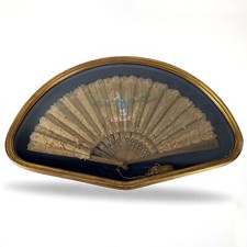 Ventaglio Antico in legno seta dipinto Francese d'epoca 800 Ventagliera Cornice