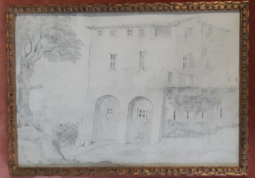 Disegno antico paesaggio - disegno, con
