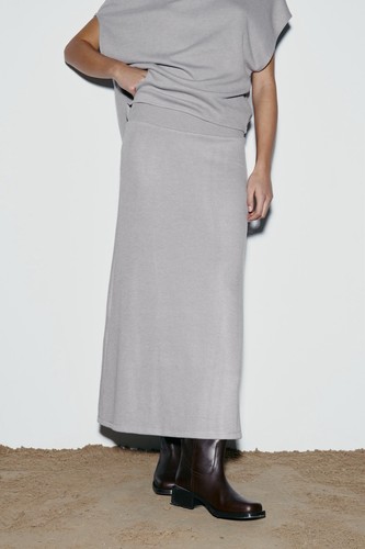 Zara morbida gonna midi - morbida, grigio