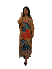 Orchidea Marrone Kaftano Donna Grande Abito Prendisole Kimono Comodo Uno Taglia