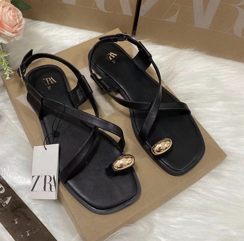 Zara black leather strappy - black,