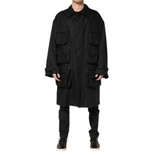 DOLCE & GABBANA Giacca nera tasche colletto trench coat IT54/US44/XL 2630usd