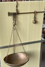 bilancia vintage in ottone, stadera vintage con catenella piatto e peso