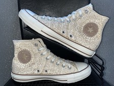 Scarpe da ginnastica alte Converse Chuck Taylor All Stars beige oro rosa taglia UK 7 ottime condizioni 