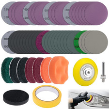 53 PZ Kit Restauro Fari Auto, Disco Levigatrice Trapano 3 Pollici con Sh da 1/4 di Pollice