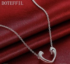 COLLANA 45 CM CON CIONDOLO A FORMA DI CUORE COLORE ARGENTO 925
