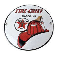 Insegna Texaco Vintage - Texas Fire Chief Gas Motor Oil Pump Shop Insegna Porcellana