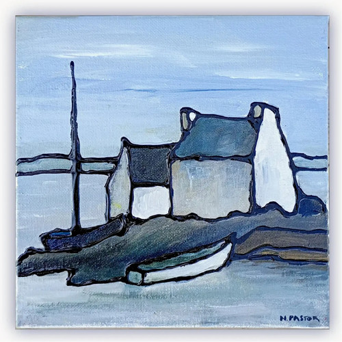 Tableau 20x20cm maisons - tableau, 20x20cm,