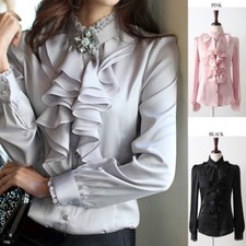 Camicia donna seta volant