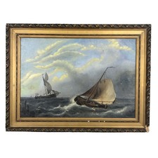 Olio su tela "Marina con
