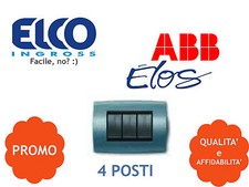 PLACCA SOFT METAL. 4 POSTI COLORE BLU ATLANTICO ABB ELOS