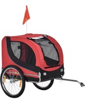 PawHut B4-0003-007 Rimorchio Bici per Cani e Animali Domestici - Rosso/Nero