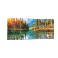 Quadro su Vetro 100x40cm Paesaggio montagne alba Stampe Immagini Moderni Murale