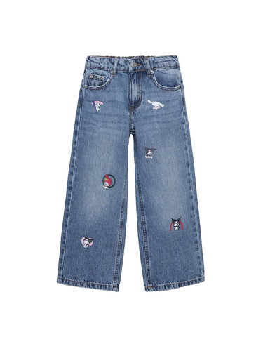 Jeans denim gamba larga stampa