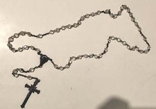 VECCHIO ROSARIO IN VETRO TRASPARENTE, con CROCIFISSO - VINTAGE